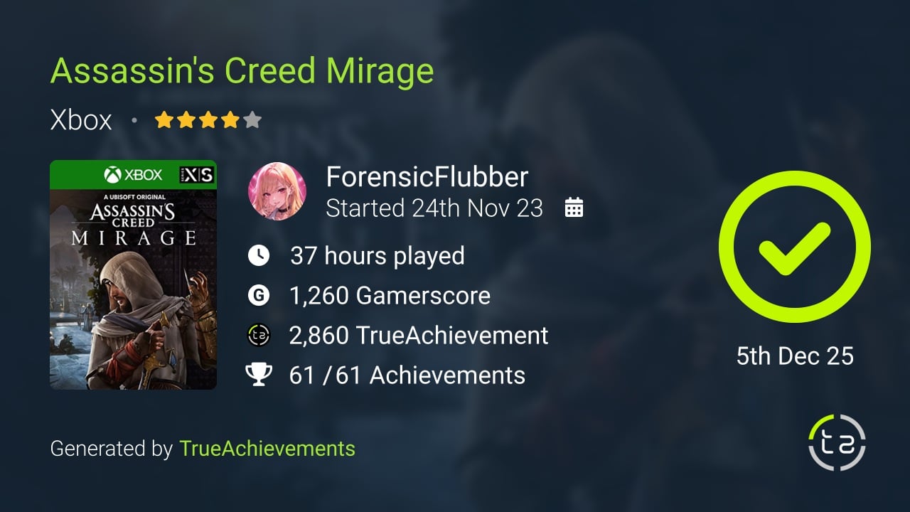 Assassin's Creed Mirage achievement summary